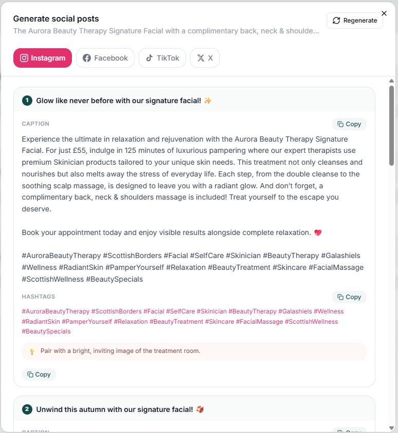 Calenya AI social post generator
